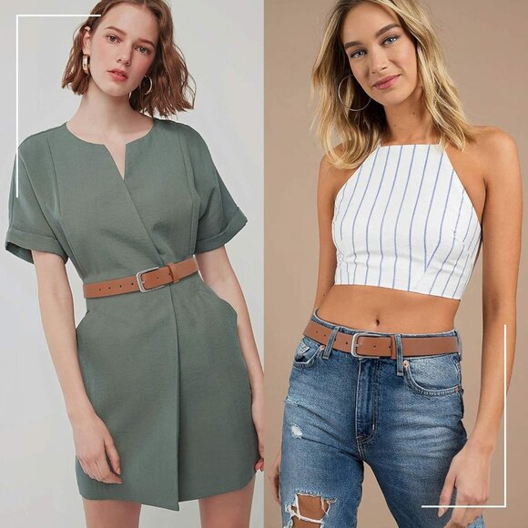 Women Leather Casual Belt for Jeans & Pants Adjustable Slim Waist Accessory - Picture 2 of 7